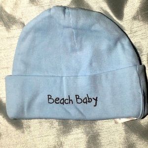 Light Blue “Beach Baby” 100% cotton infant cap.  NWT